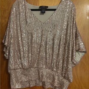 Midnight Velvet Shimmering Sequin Blouse - Rose Gold